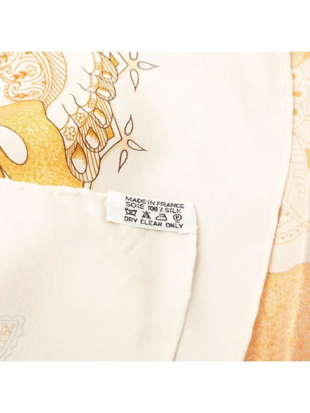 ★SOLD★ Hermes Carre 90 les Chants du Henne Henna Song Scarf Beige Multicolor - Picture 7 of 7